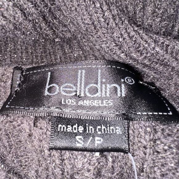 Belldini Gray Shimmer Sparkle Cable Knit Turtleneck Sweater Women Size Small NWT - Picture 3 of 6